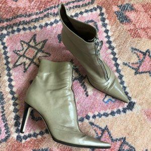 Sergio Rossi Pointy Toe High Heel Zip Logo Ankle B